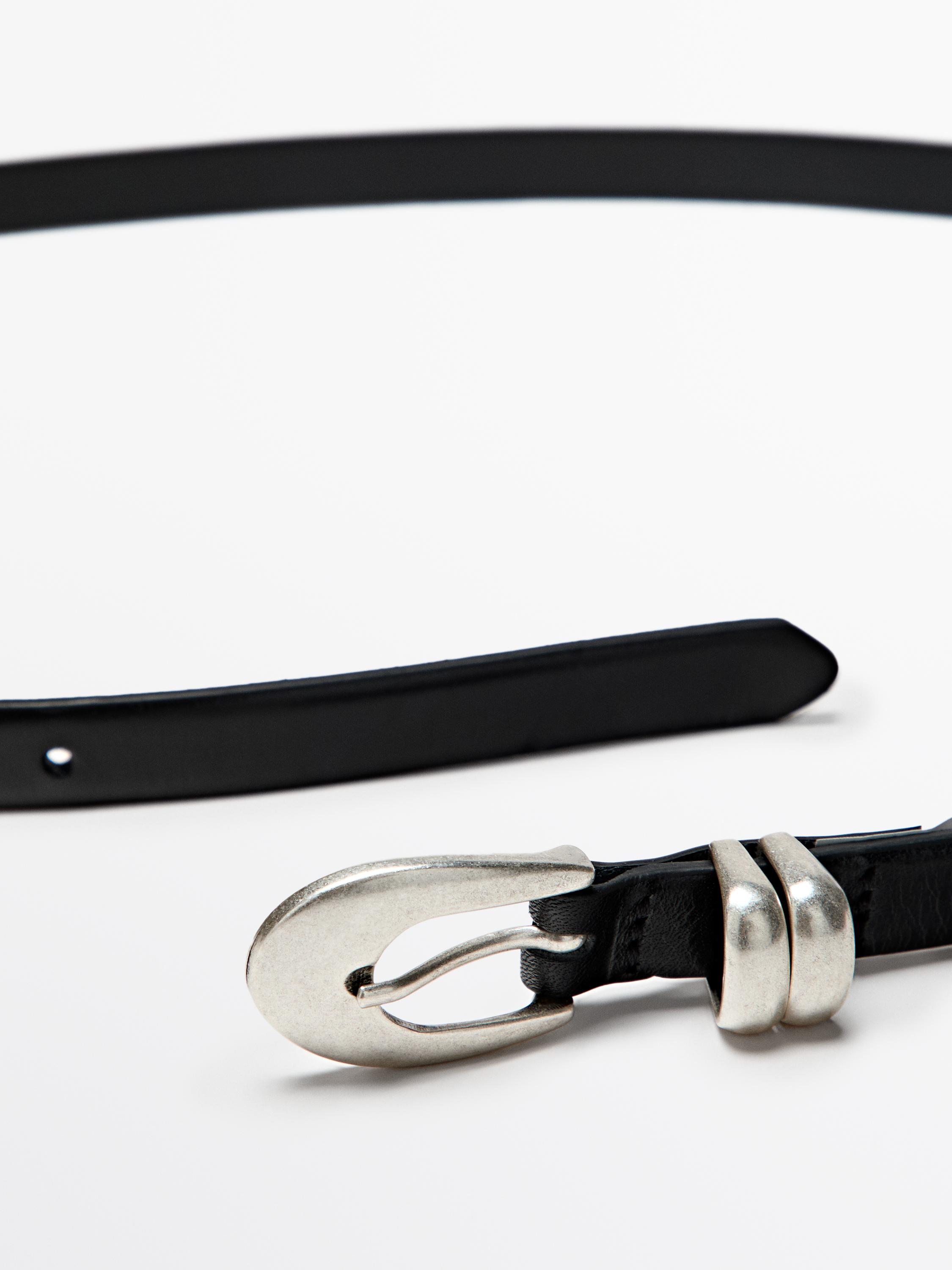 Nappa leather belt with oval buckle